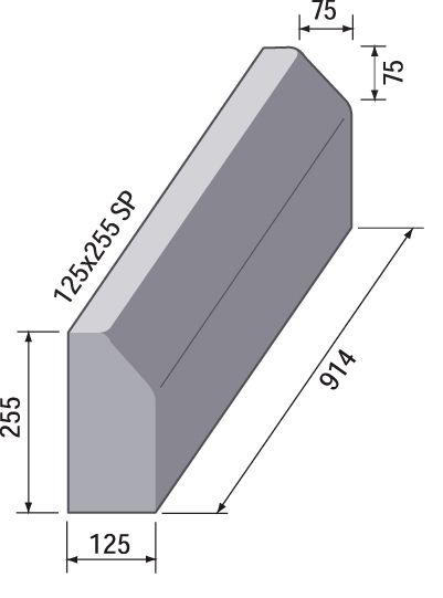 Marshalls British Standard KSP510 Straight Kerb Splay 125X255mm