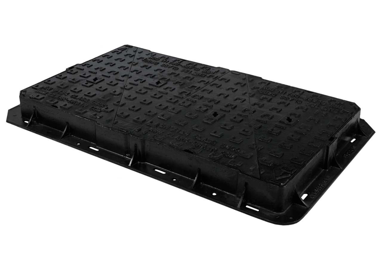 Clark Drain MHC&F Ductile Iron D400 1200x675x100mm Badged FW Double Trinagular
