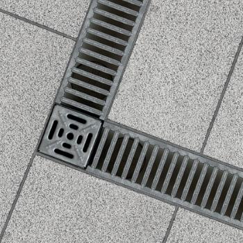 ACO RainDrain Corner Unit with glavanised steel grating and vertical outlet - Image 2