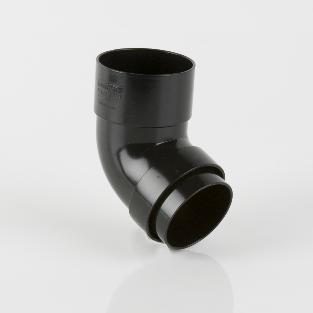 Brett Martin 68mm Round 112.5° Offset Downpipe Bend Black BR209B