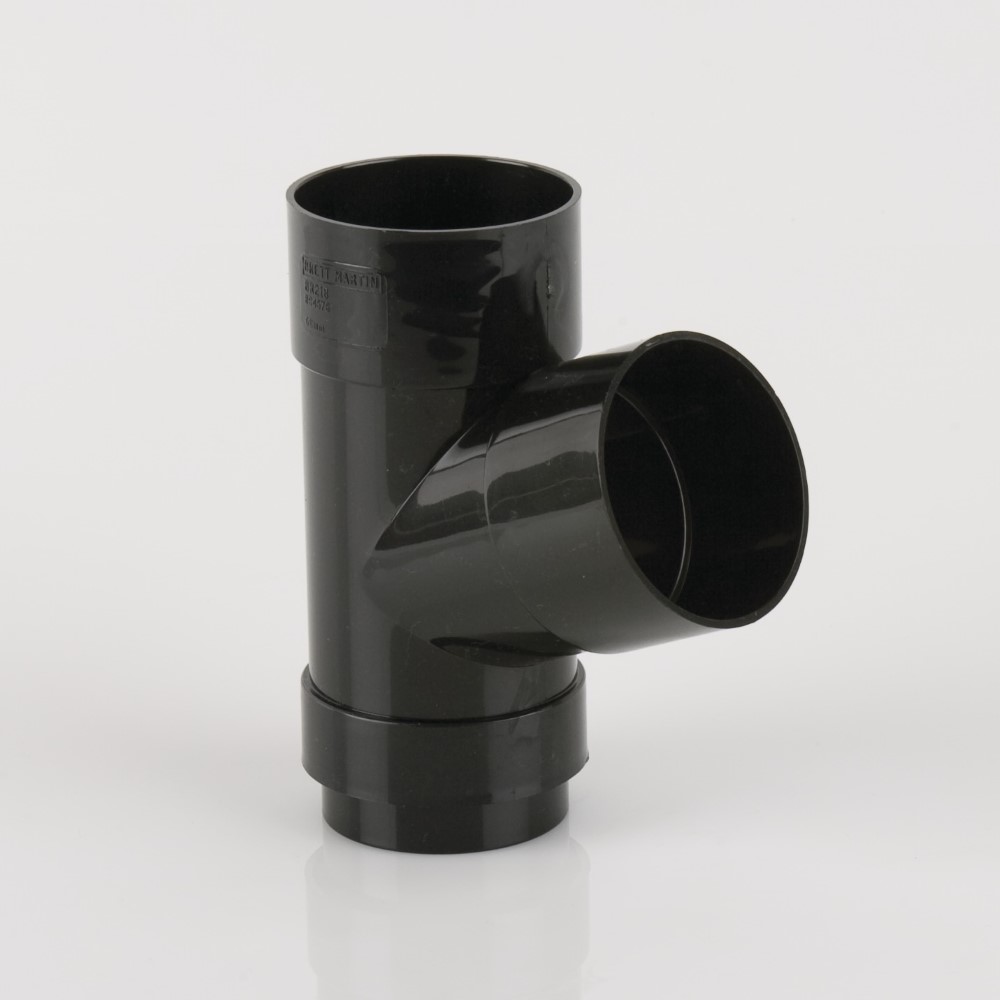 Brett Martin 68mm Round 112.5° Downpipe Branch+C2:C2375 Black BR218B