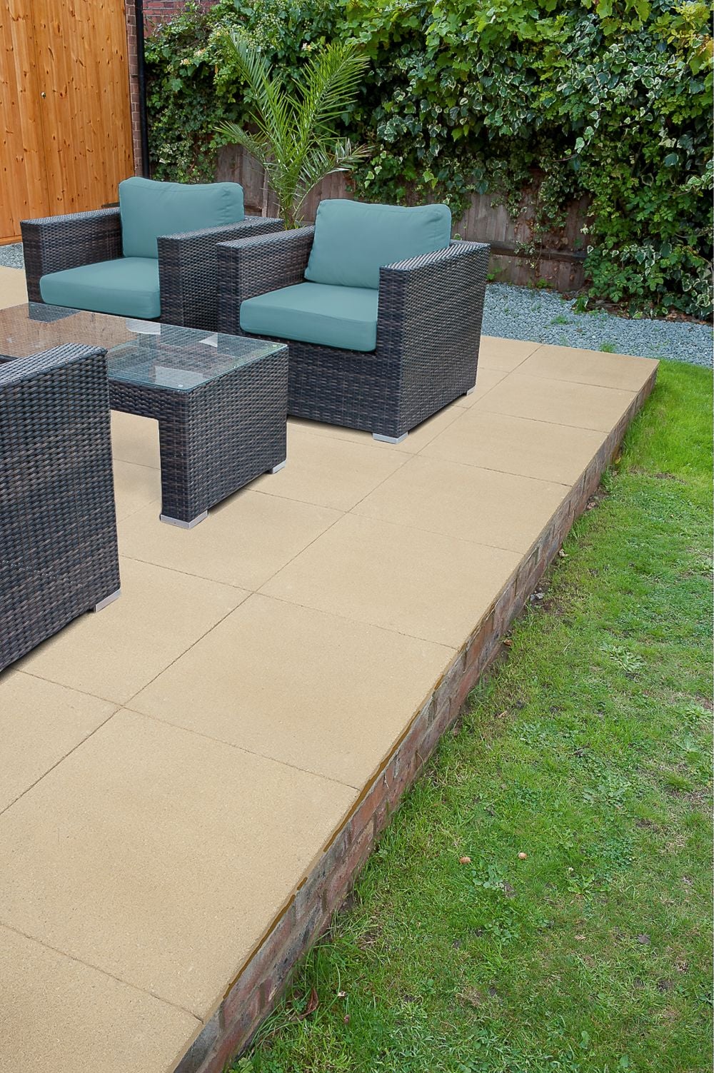 Brett Chaucer Textured Paving Slab 600mm x 600mm x 35mm Buff