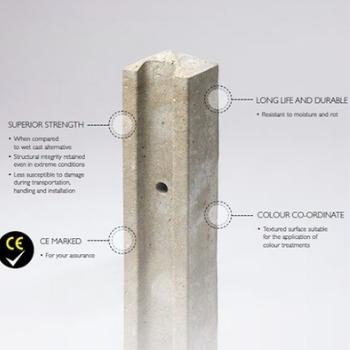 6ft Concrete Corner Slotted Fence Post 1830mm x 123mm x 130mm - Image 4