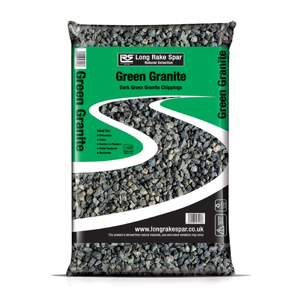 Long Rake Green Granite Chippings 14mm - 20mm Poly Bag - Image 4