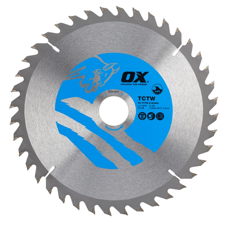 OX Wood Cutting Circular Saw Blade 216/30mm, 40 Teeth ATB