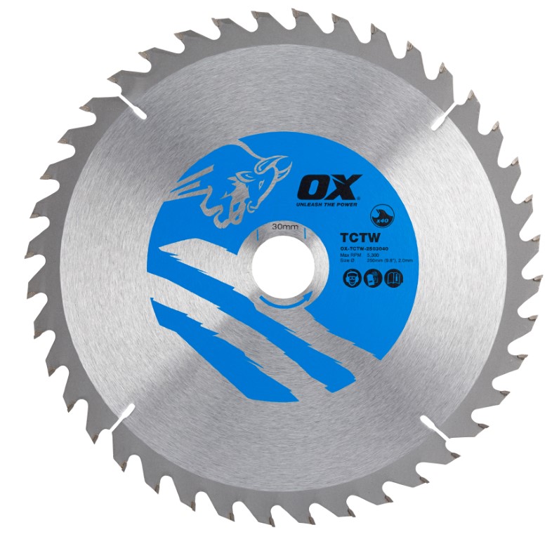 OX Wood Cutting Circular Saw Blade 250/30mm, 40 Teeth ATB
