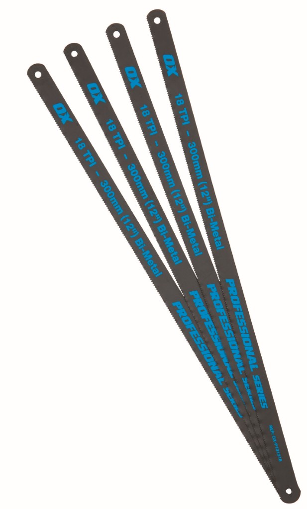 OX Pro 12" Hacksaw Blades 18 TPI Pack 4