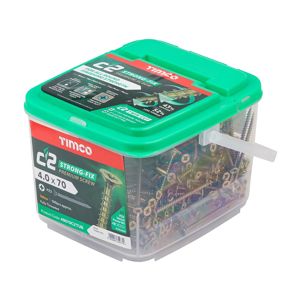 TIMCO C2 Strong-Fix PZ CSK ZYP 4.0mm x 70mm Tub 500