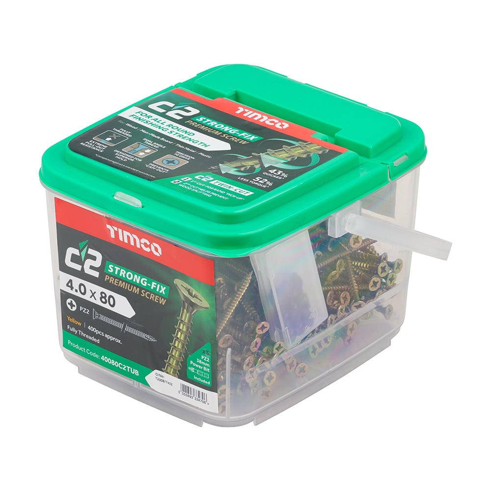 TIMCO C2 Strong-Fix PZ CSK ZYP 4.0mm x 80mm Tub 400
