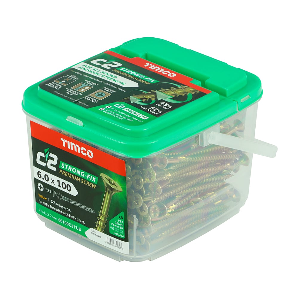 TIMCO C2 Strong-Fix PZ CSK ZYP 6.0mm x 100mm Tub 225