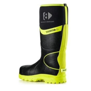 BBZ8000 Buckbootz S5 Black/Yellow Hi-Viz Neoprene Safety Wellington, Size 12 - Image 2