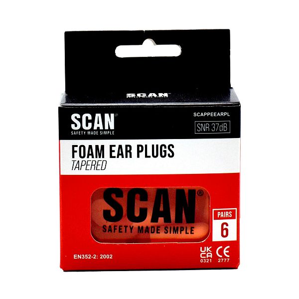 Scan Tapered Foam Earplugs (6 pairs) SNR37 - Image 3
