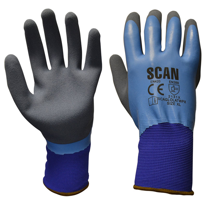 Scan Double Latex Waterproof Gloves Size 10 XL