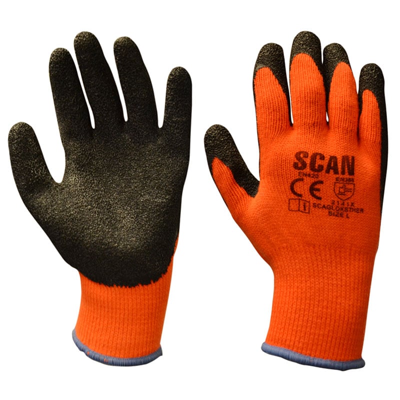 Scan Knitshell Thermal Latex Coated Gloves Orange Size 10 XL