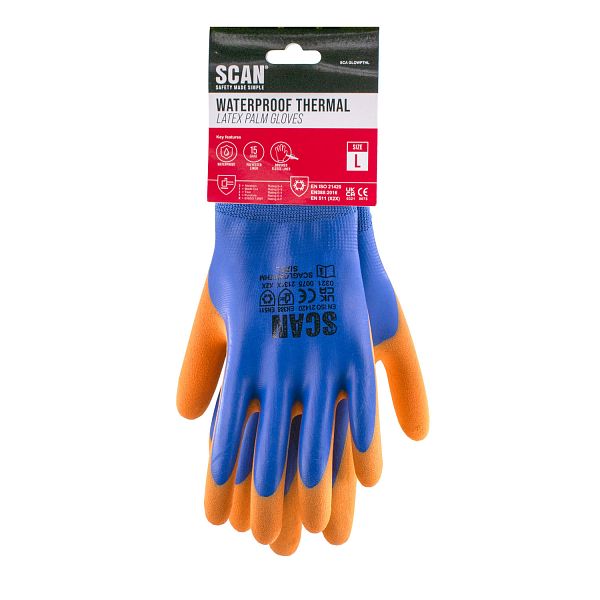 Scan Thermal Waterproof Latex Gloves Size 9 Large - Image 2
