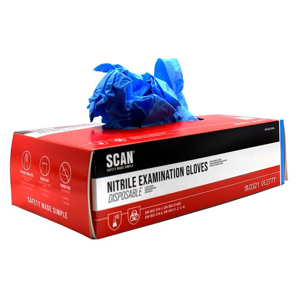 Scan Nitrile Gloves Disposable Blue Large (100 pairs) - Image 2